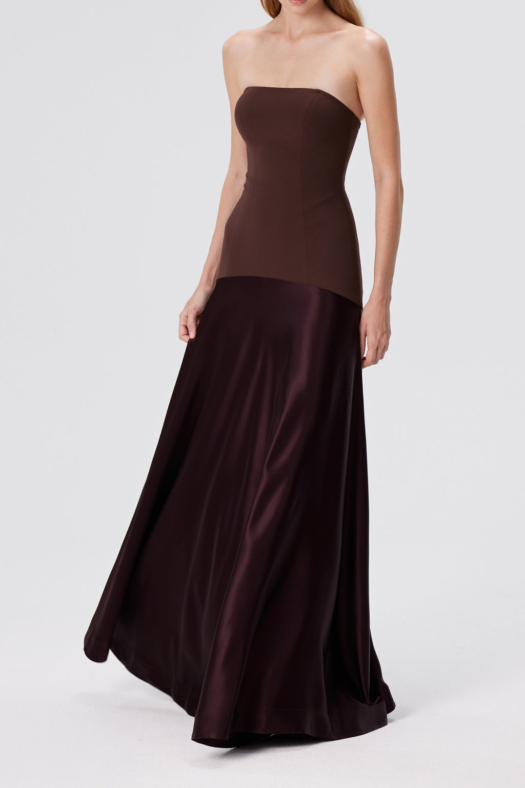 Flowering Girl Women Aura Strapless Gown in Espresso