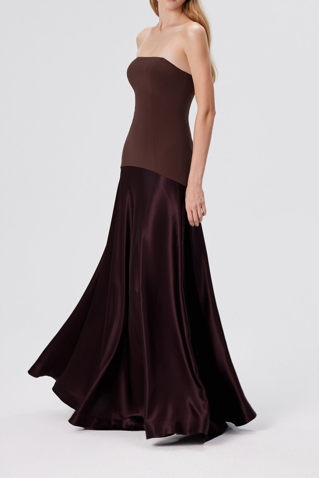 Flowering Girl Women Aura Strapless Gown in Espresso