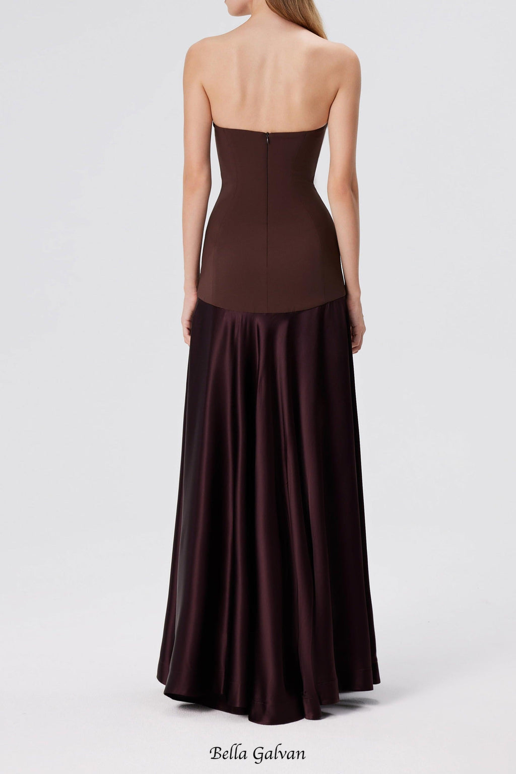 Flowering Girl Women Aura Strapless Gown in Espresso