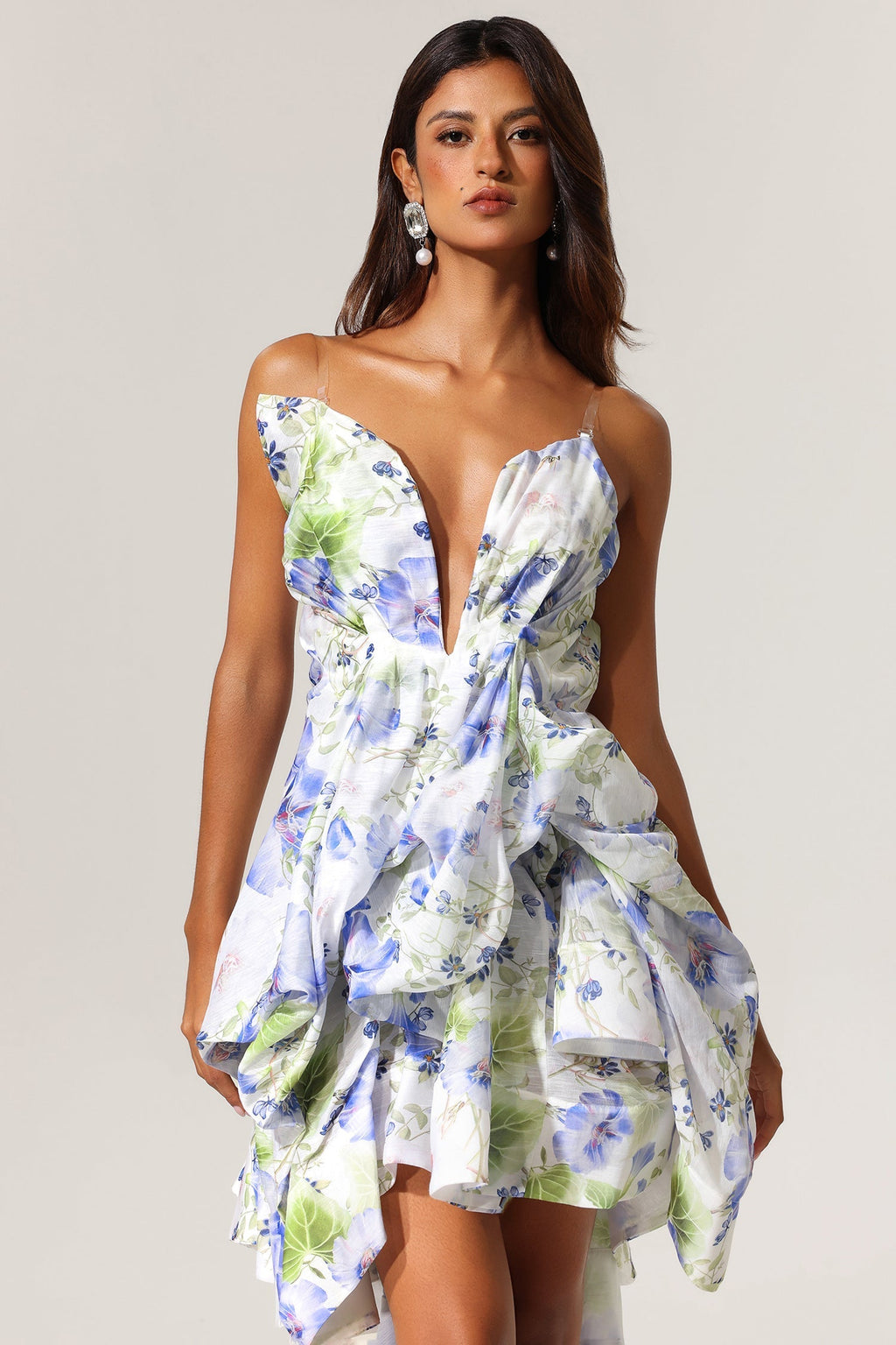 Flowering Girl Women odelia floral print Sleeveless Asymmetrical Mini Dress