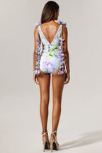Flowering Girl Women Loyisa Halter V-Neck Floral Printed Tassel Swimwear And Skirt Two-Piece Set