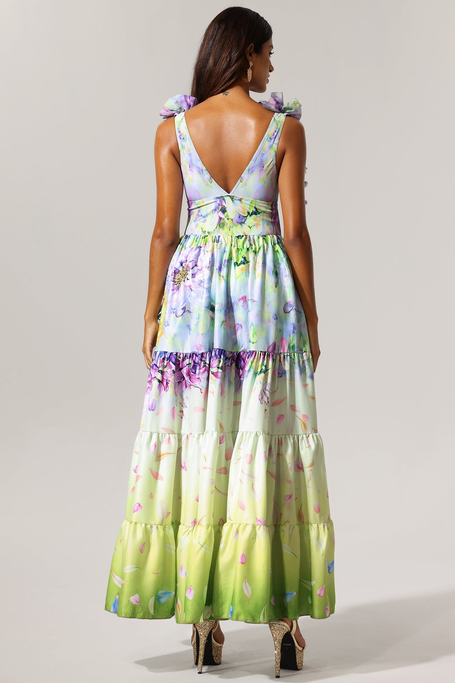 Flowering Girl Women Loyisa Halter V-Neck Floral Printed Tassel Swimwear And Skirt Two-Piece Set