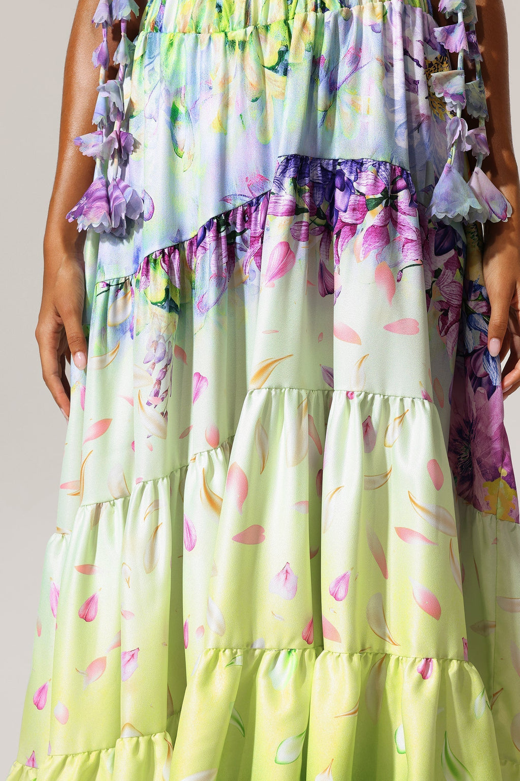 Flowering Girl Women Loyisa Halter V-Neck Floral Printed Tassel Swimwear And Skirt Two-Piece Set