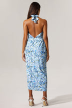 Flowering Girl Women Tulip Floral Printed High Slit Swimwear And Skirt Two-Piece Set