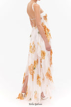 Flowering Girl Women joanna Floral Halter Backless Split Maxi Dress