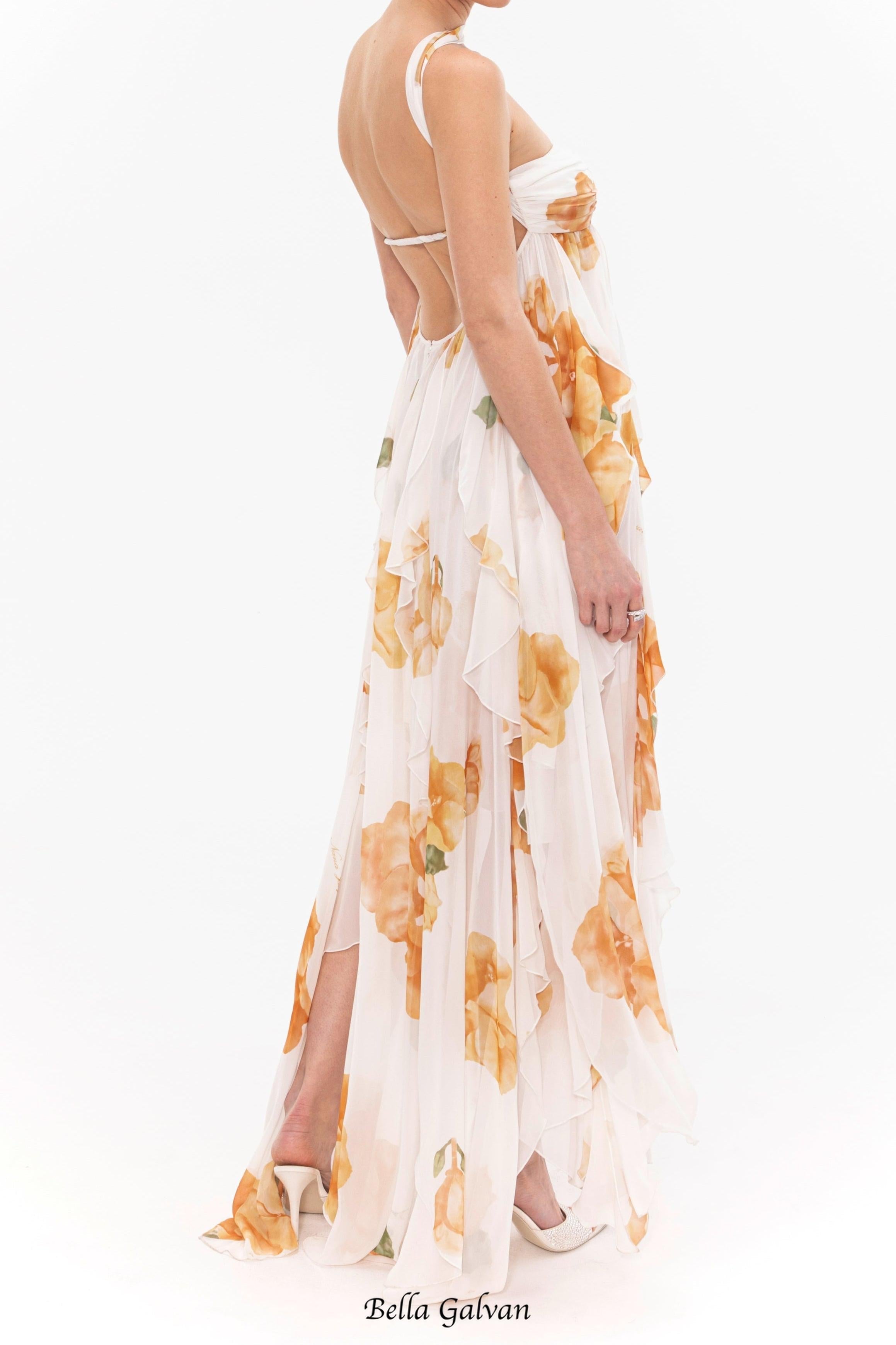 joanna Floral Halter Backless Split Maxi Dress