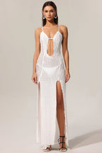 Flowering Girl Women Xlyia Halter Hollow Out High Slit Maxi Dress