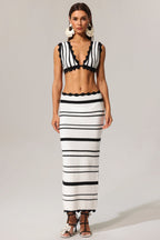 Flowering Girl Women Tannen Hollow Out High Slit Two-Piece Set