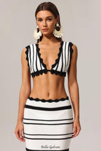 Flowering Girl Women Tannen Hollow Out High Slit Two-Piece Set