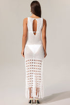 Flowering Girl Women Serena Sleeveless Hollow Out High Slit Tassels Maxi Dress