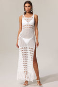 Flowering Girl Women Serena Sleeveless Hollow Out High Slit Tassels Maxi Dress