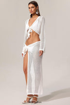Flowering Girl Women KIavia Hollow Out High Slit Two-Piece Set