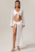 Flowering Girl Women KIavia Hollow Out High Slit Two-Piece Set