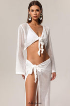 Flowering Girl Women KIavia Hollow Out High Slit Two-Piece Set