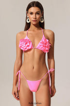 Flowering Girl Women Euran Halter Flowers Bikini