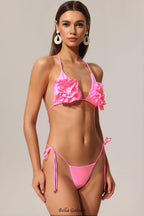 Flowering Girl Women Euran Halter Flowers Bikini