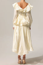 jennifer Folds V-Neck Long Sleeves Top And Skirt Two-Piece Set