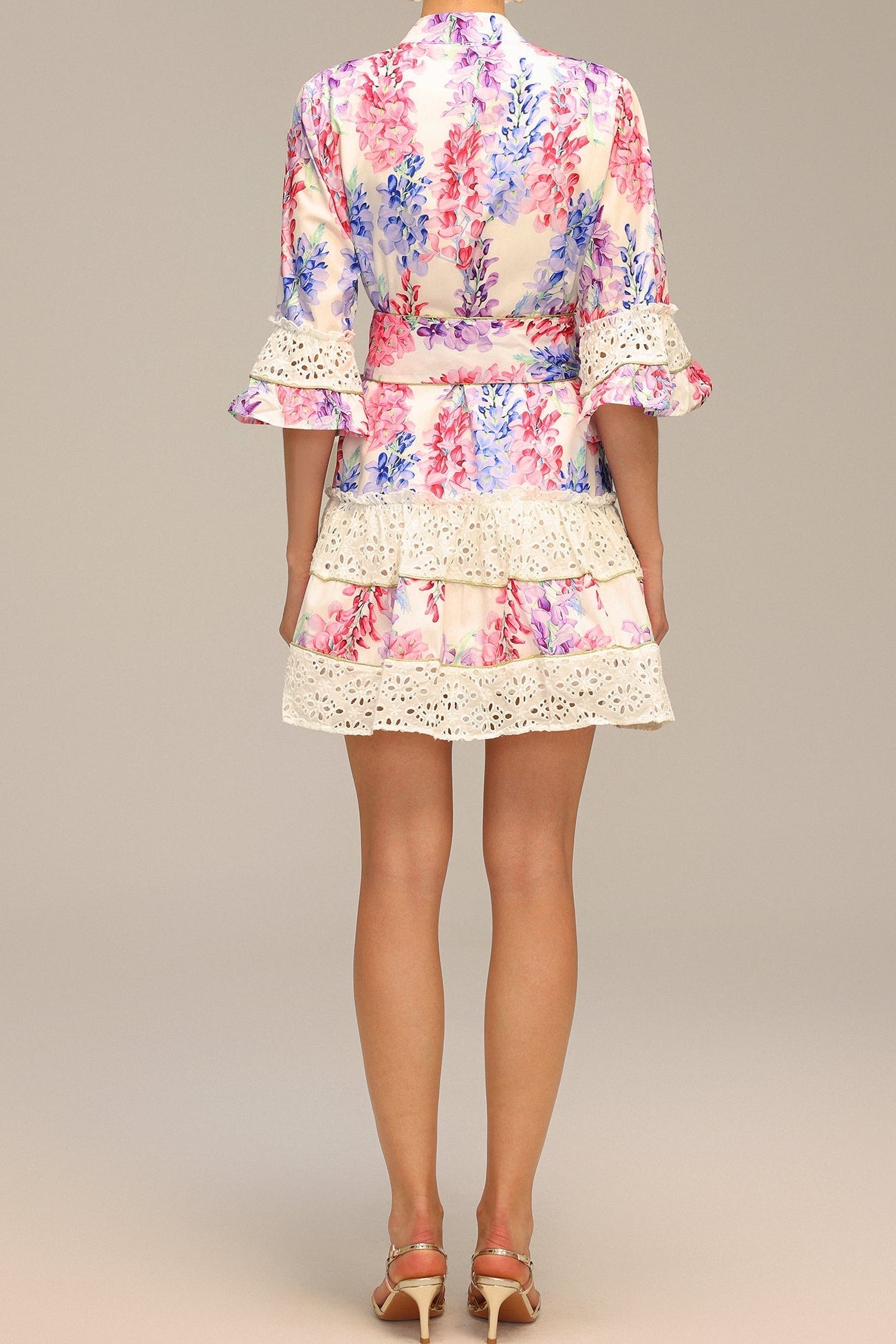 Zohara Lace Floral Printed Mini Dress