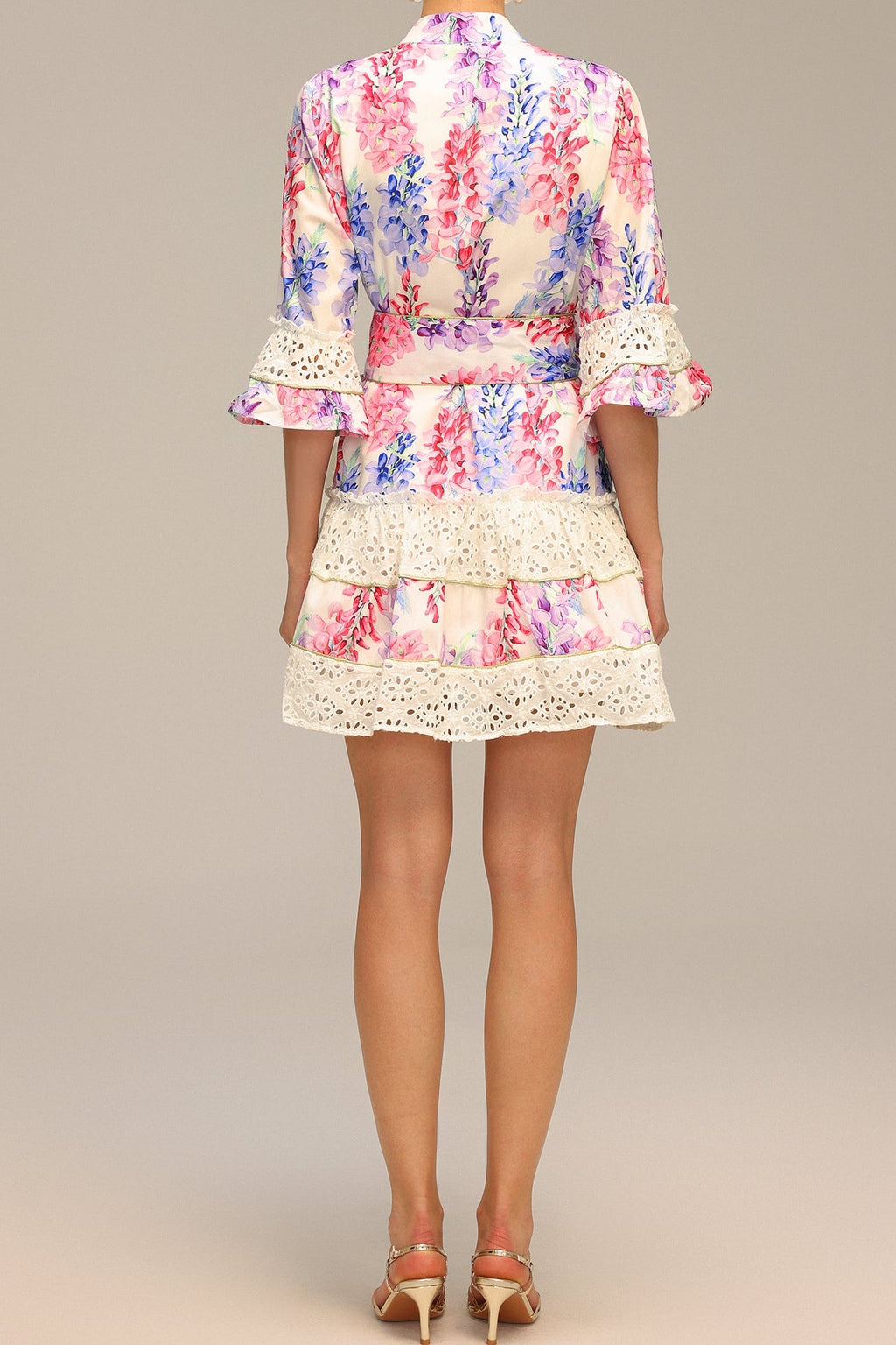Zohara Lace Floral Printed Mini Dress