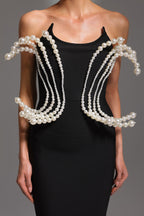 Flowering Girl Women tiffany Pearl Bandage Sleeveless Maxi Dress in black