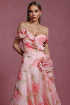 Flowering Girl Women simona Sleeveless Flowers Flounce Maxi Dress