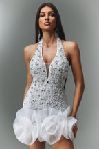 Tove Sleeveless V-neck Diamond Flowers Mini Dress