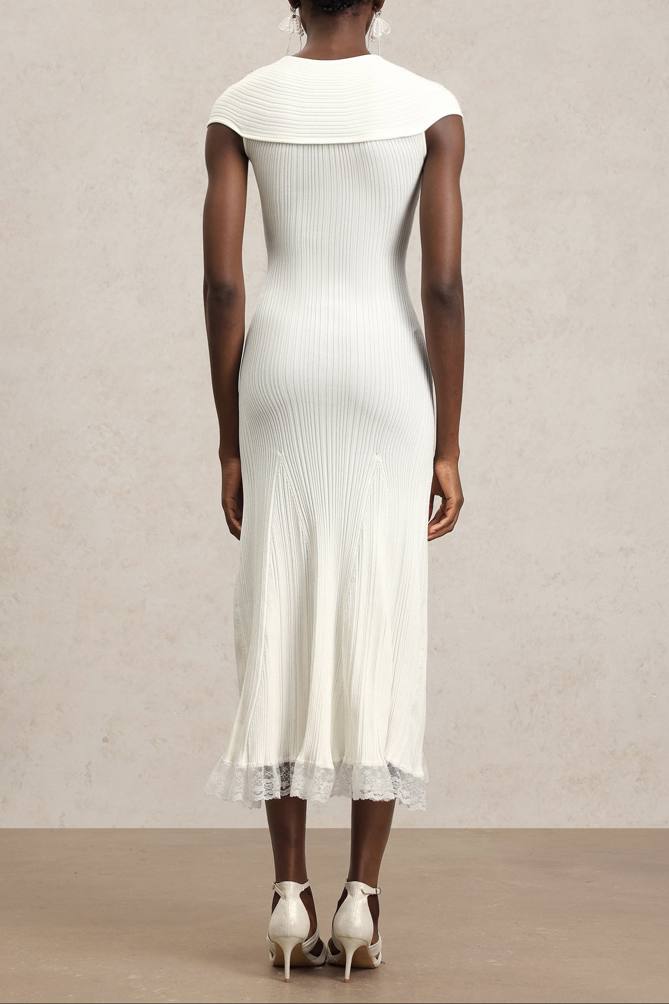 Rcia Sleeveless Lace Hollow Out Bandage Midi Dress