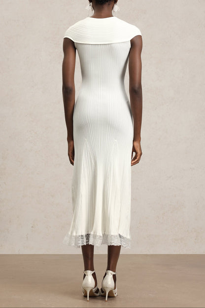 Rcia Sleeveless Lace Hollow Out Bandage Midi Dress