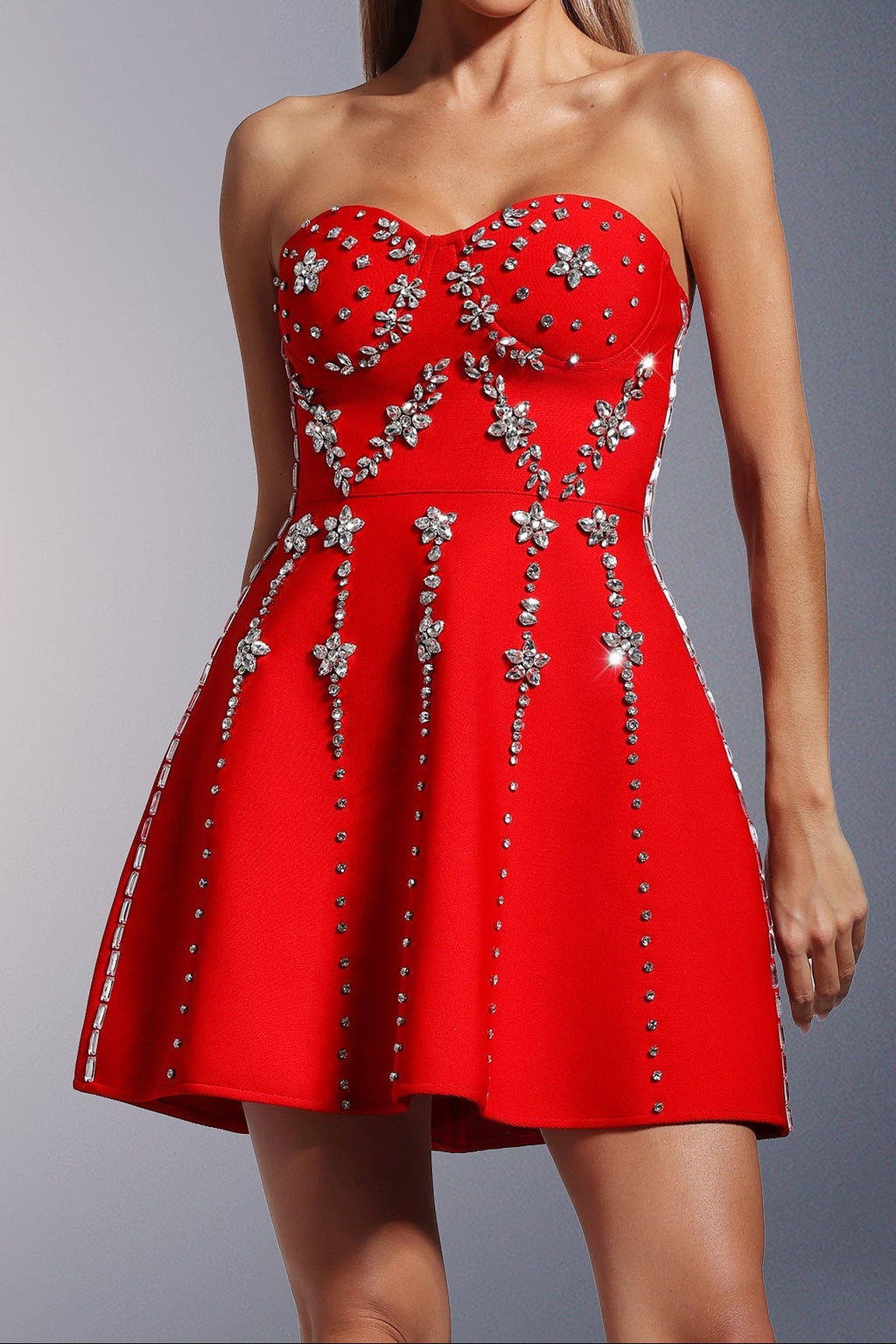 Flowering Girl Women Julie Strapless Diamond Bandage Mini Dress