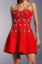 Flowering Girl Women Julie Strapless Diamond Bandage Mini Dress