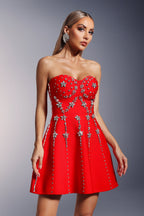 Flowering Girl Women Julie Strapless Diamond Bandage Mini Dress