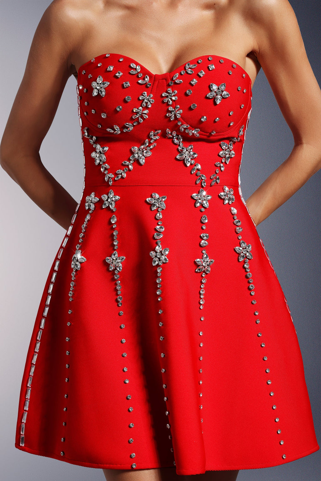 Flowering Girl Women Julie Strapless Diamond Bandage Mini Dress