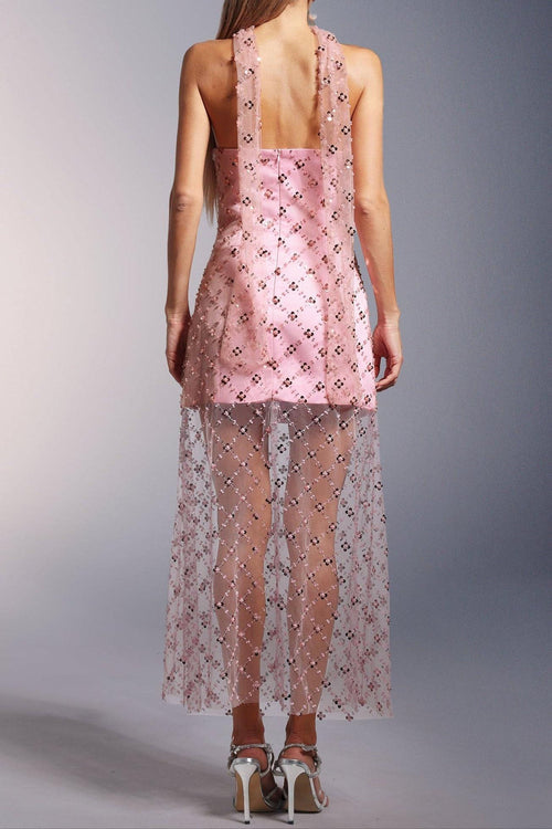 Flowering Girl Women Alberta Strapless Sequins Pearl Mini Dress In Pink
