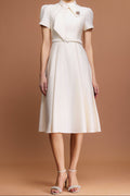 josephine Short Sleeves Diamond Midi Dress