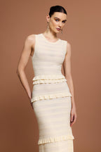 trista Round Neck Sleeveless Folds Maxi Dress