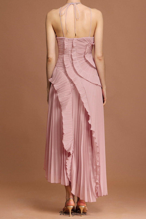 Flowering Girl Women alva Sleeveless Folds Slit Maxi Dress in light pink