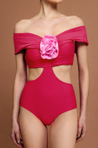Off-Shoulder Folds Mini Swimwear Two-Piece Set