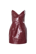 janice Crocodile Pattern Strapless Leather Mini Dress