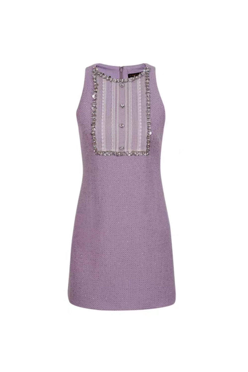 Sequin Lace Embellishments Textured Mini Dress In Purple