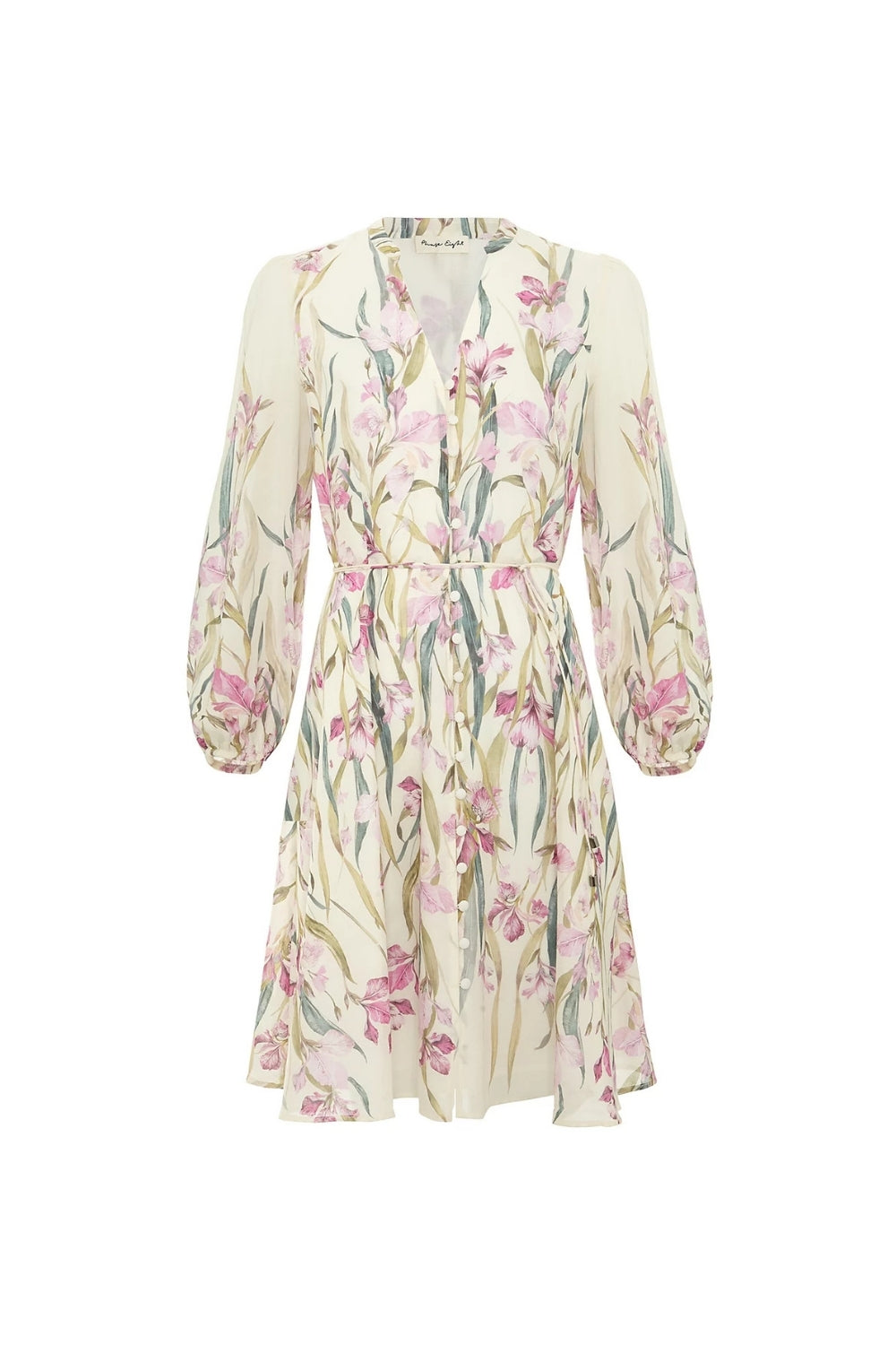 floral print Blouson sleeve mini dress in ivory