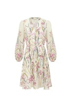 floral print Blouson sleeve mini dress in ivory