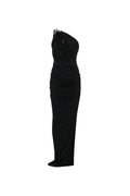 one-shoulder sleeveless ruched bodycon maxi dress in black