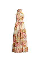 multicolor embroidery print maxi shirt dress