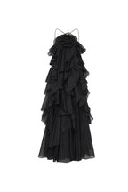 Off-Shoulder Ruffle Layered Maxi Dress In Black