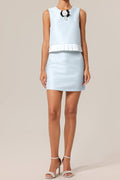 nicola Flowers Sleeve less Top Skirt Two-Piece Set in mint