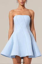 natividad off-shoulder Sleeveless Mini Dress in blue