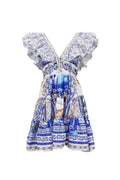 Printed Plunge Neck Mini Dress