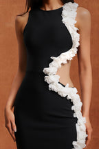 kimberley black Sleeveless Hollow Out Flowers Slit Bandage Maxi Dress