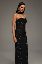 Nesya Sleeveless Pearl Bandage Maxi Dress
