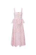 Pink Lace Peplum Midi Dress